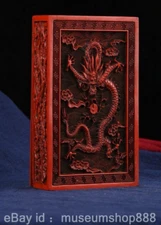7" Marked Old Chinese Red Lacquerware Dynasty Palace Dragon ink Box