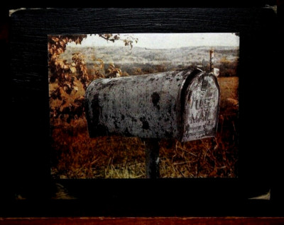 Vintage Rural Mailbox Primitive Rustic Farmhouse Block Shelf Sitter 3.5X4.5