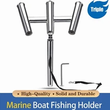 Marine Stainless Steel Triple Outrigger Heavy Duty Fishing Rod Holder for Boat