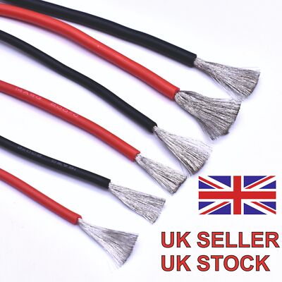 Silikonkabel Kabel 6 AWG je 1 Meter rot + schwarz weich flexibel hochwertig UK