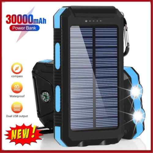 Solar Powerbank 30000mAh Panel Ladegerät Tragbar Externe Batterie Ladegerät DHL - Bild 1 von 13