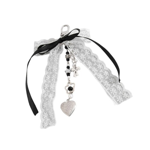 Lace Bowtie Keyring Butterfly Knot Keychain Beaded Bag Pendant for Bag Daily Use - Zdjęcie 10 z 12