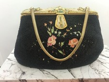Antique French Micro BEADED PURSE 1920s Art Deco EVENING HANDBAG