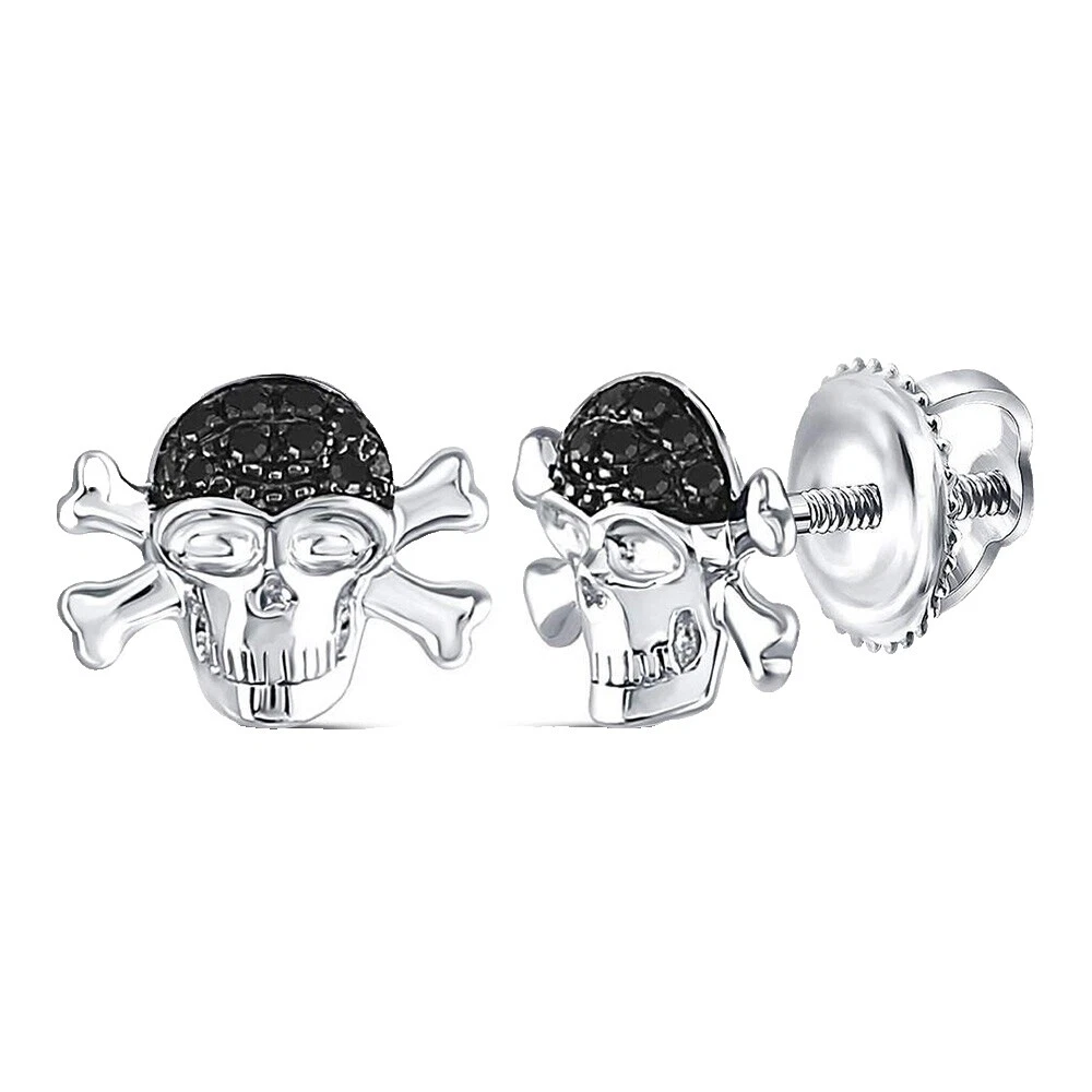 Pendientes de plata de ley Negro para Hombres