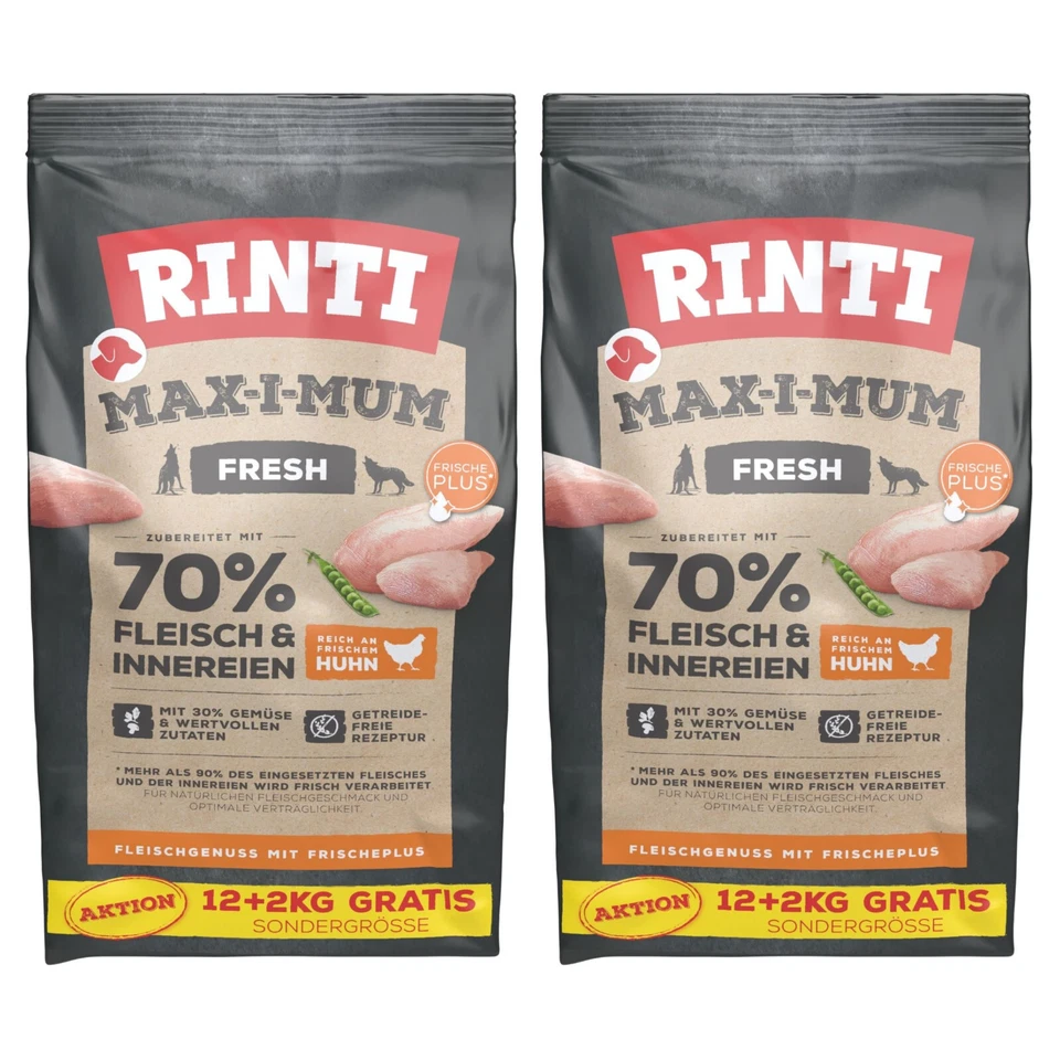 Rinti Max-i-Mum Huhn 2 x 12+2 kg - AKTION - getreidefreies Hundefutter