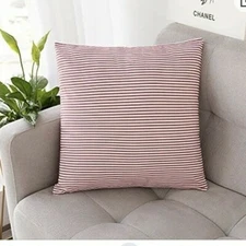 PiccoCasa Throw Pillow Cover Case Square farmhouse Stripe Red 17 x 17 NEW