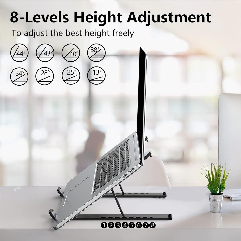 Adjustable Foldable Laptop Stand for Desk Portable Riser ABS Silone Design