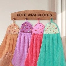Soft Thickened Absorbent Hanging Design Hand Towels for Home Kitchen Bathroom