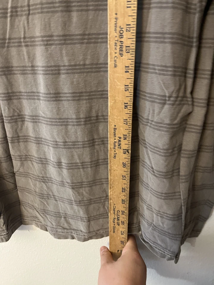 RVCA Hooded Shirt Mens Gray Striped S Regular Fit Cotton Blend Long Sleeve - Image 4 of 4