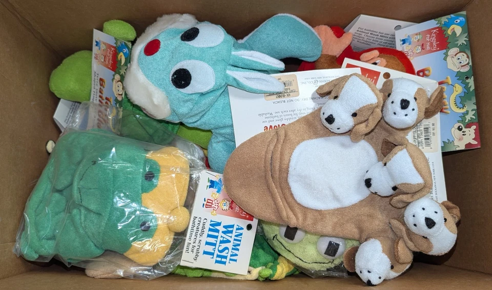 LOTE DE 63 GUANTES DE BAÑO KINGSLEY PARA NIÑOS SURTIDOS TEMÁTICOS DE ANIMALES DE RIZO Foto 2 de 3