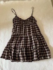 Women’s No Boundaries Tiered Trapeze Sundress Brown Plaid Size Large (12-14)
