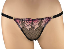 VICTORIA'S SECRET TEASE BOW EMBROIDERED FISHNET STRING THONG PANTY XS S M L XL