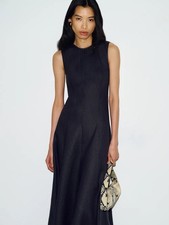 NEW Reformation Cecilia Linen Sleeveless Maxi Dress Black | US 4 UK 8