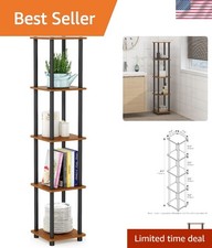 Turn-N-Tube 5-Tier Corner Square Rack Display Shelf, Round, Light Cherry/Black