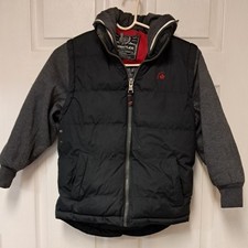 J Whistler Boys Dark Gray Black Long Sleeve Hooded Puffer Jacket Size 7