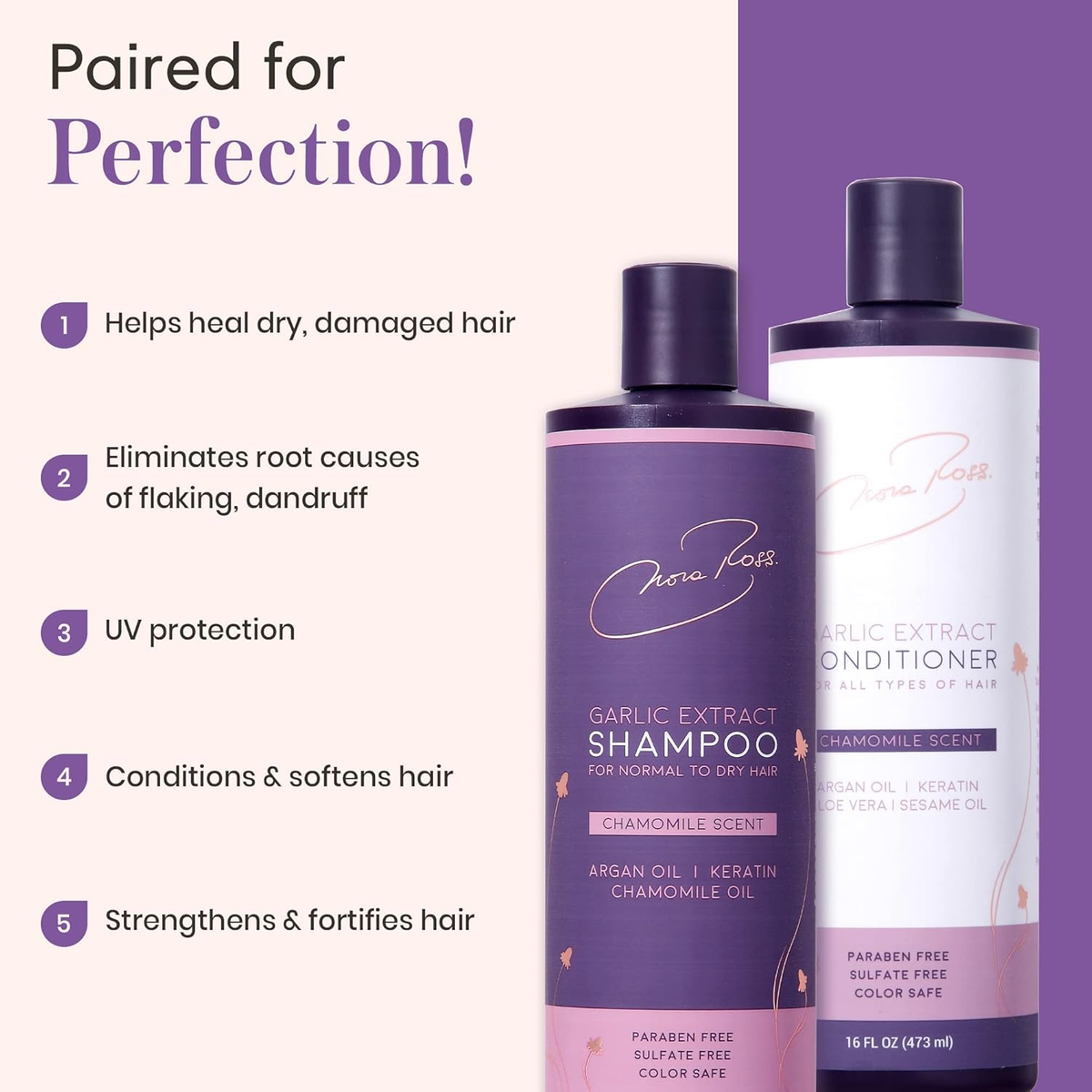 Nora Ross Garlic Extract Daily Shampoo and Conditioner Set with