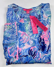 NEW LILLY PULITZER Size M Women's Tunic Saltwater Blue HOLLIE Seacoast Linen