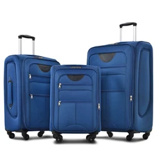 Softside Luggage Expandable 3 Piece Set Suitcase Upright Spinner Softshell Light