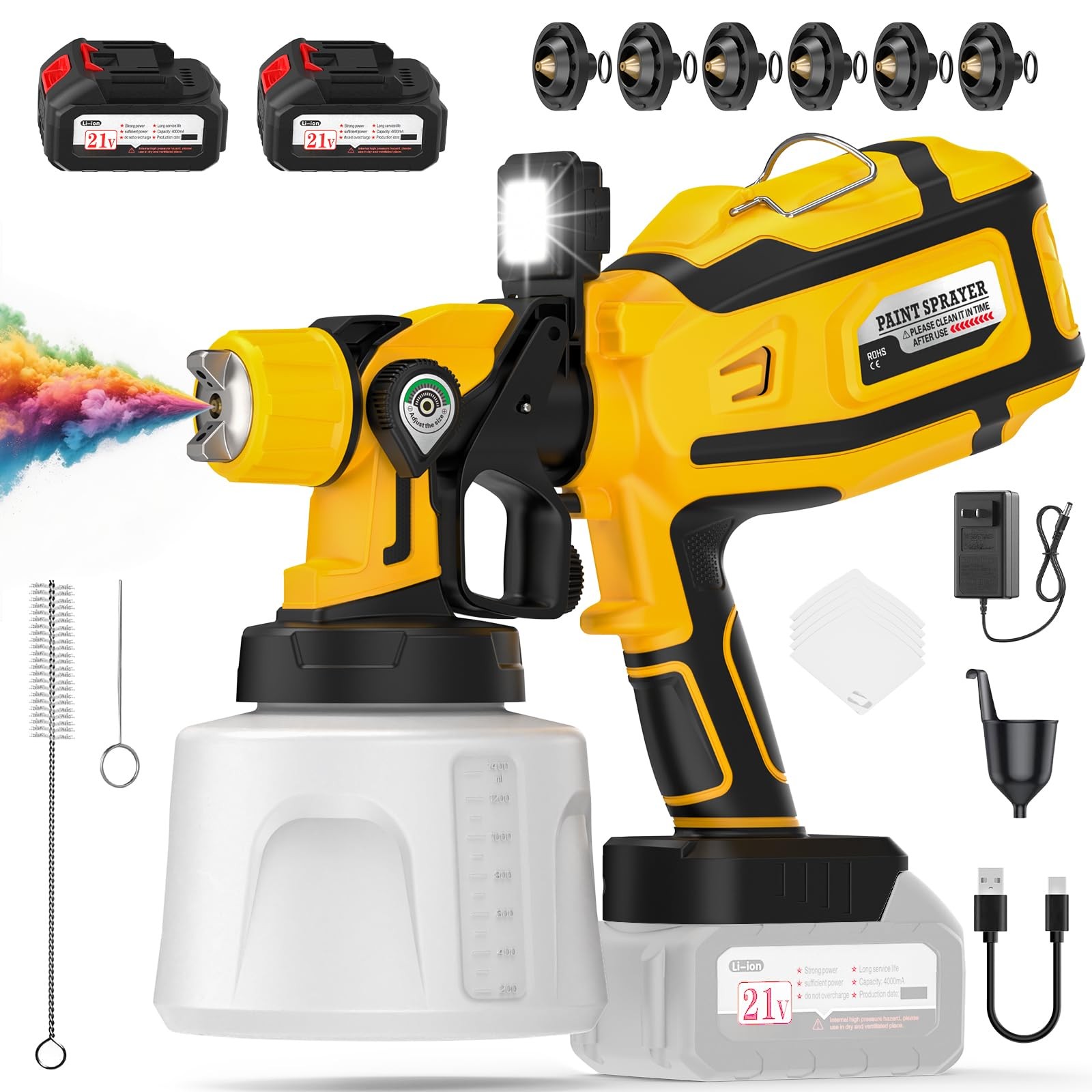Paint Sprayer, Cordless Paint Gun 700W High-Power Motor for Stable  Clog-Free...