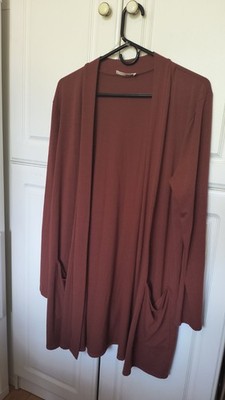 NEW Zenana Rust Soft Stretchy Open Cardigan with Pockets Sz 1X (XYZ