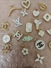 21 Pc Set Designer Zipper Pull Chanel  Button Gold Charm Pendant 
