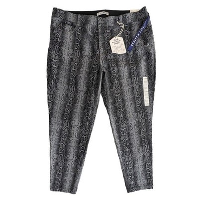 Code Bleu Womens 22W F'AB Body Sculpt Skinny Pants Grey Snakeskin Print NWT