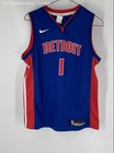 Nike Boys Blue Detroit Pistons Reggie Jackson #1 Swingman NBA Jersey Size Large — photo 1