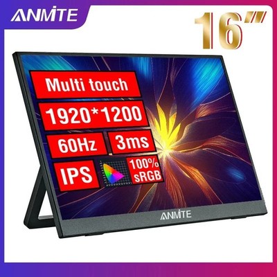 Anmite 16-Zoll Tragbares Touch-Monitor 1200P HDR 16:10 Low Blue Light