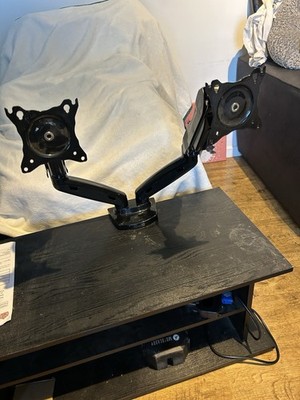 Dual Monitor Arm Schreibtischhalterung verstellbar Gasfeder VESA Ständer 2 Bildschirme schwarz