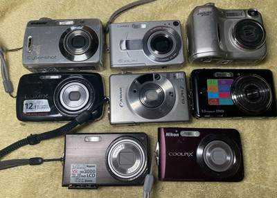 LOT OF 7 Digital Compact Cameras Canon Nikon Coolpix S550 & S210 & MISC -  READ