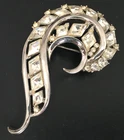 Vintage Brooch Pin SIGNED TRIFARI Clear Rhinestone Silver tone Jewelry lot x