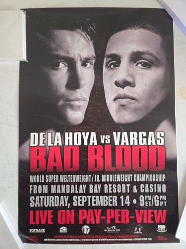 2002 Oscar De La Hoya vs Fernando Vargas Official POSTER Bad Blood 20” x 13 1/2”