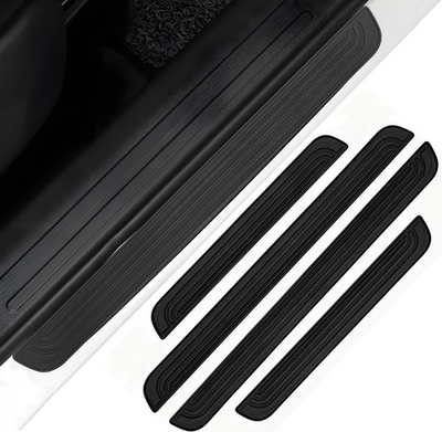 #ad 4pcs Rubber For Chevy Black Car Door Threshold Scuff Sill Step Cover Accessories $15.19