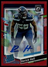 2023 Donruss Optic #291 Derick Hall Rated Rookies Autographs Red #/75