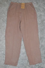 MATCH POINT Lagenlook 100% Linen Tan Ankle pants size S NWT