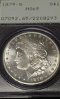 1879 PCGS MS65 OGH Rattler MS65 San Francisco Morgan Silver Dollar 1st Gen