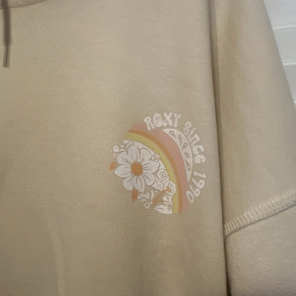 Sudadera con capucha para mujer Roxy Shoreside Hawaii tapioca beige crema mediana Foto 3 de 4