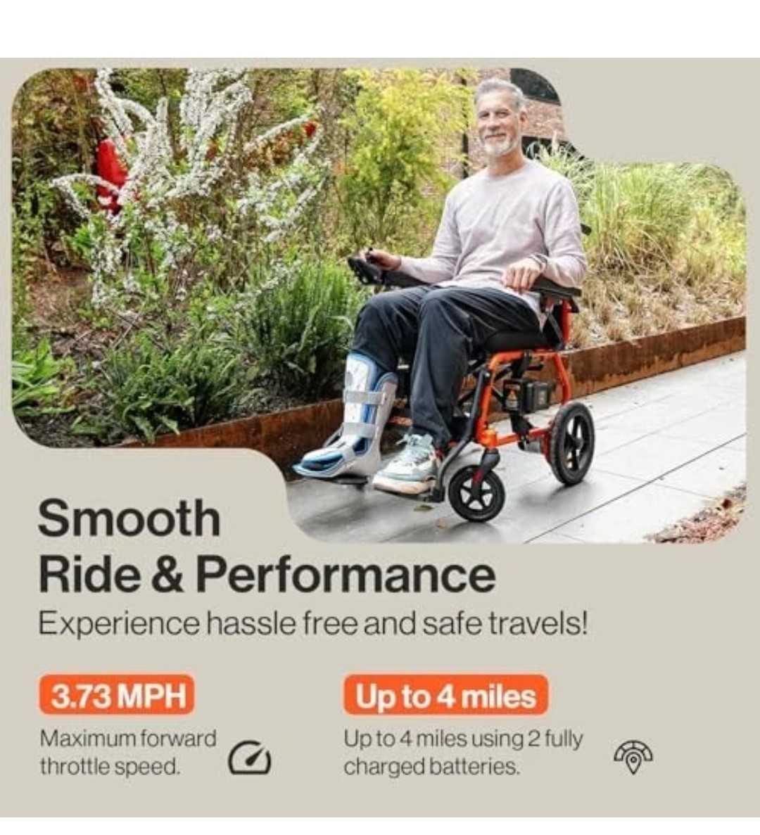 SuperHandy GoRide 2 Electric Wheelchair, Lightweight (42 lbs), Foldable