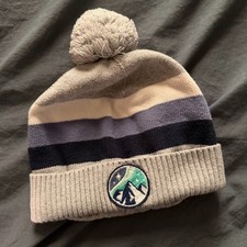 Janie and Jack Striped Pom-Pom Beanie - Gray, Blue, and Cream