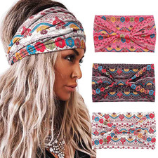 Boho Headbands Wide Knotted Hairbands Stretch Printed Head Bands Bohemia Set P