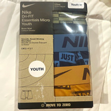 Nike Dri-FIT Boys Boxer Brief Underwear 3-Pack Youth M Microfiber