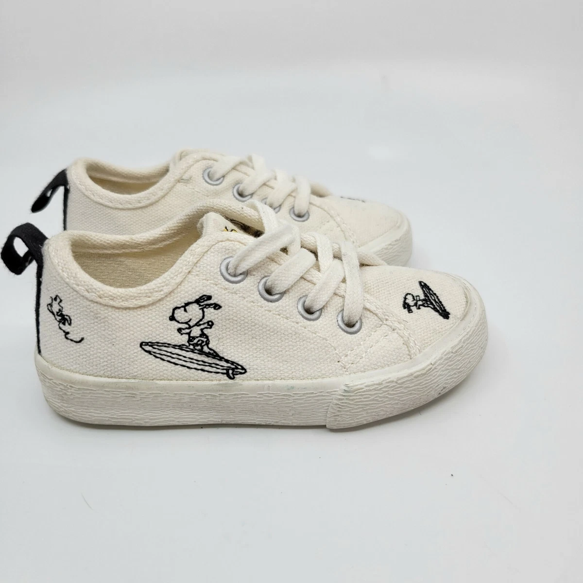 Zara Peanuts Baby Girl Boy Snoopy Ivory Canvas Sneakers Size 5 Eur