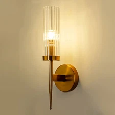 Modern Wall Light Indoor Wall Sconce Lamp Glass Lampshade Bedroom Hallway Gold