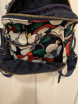 Kate Spade New York Floral Nylon Small Backpack Navy Pink Yellow WKRU5521 kate spade navy floral mini backpack with pink accents main image 4