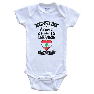 Born In America With A Lebanese Heart Lebanon Flag Baby Bodysuit