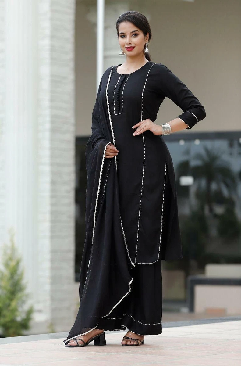 Velvet Black Party wear Kurti Plazo Suit – mahezon