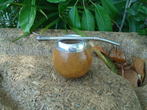 Set Mate Calabaza, Straw ,Bombilla, Color Silver, Gourds 3X31/2", Mate Uruguayo - Picture 8 of 10