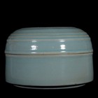5.5" Antiquated Song dynasty Porcelain ru kiln marked cyan glaze Ice pattern box