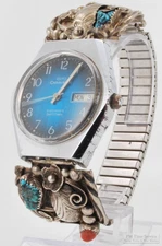 Caravelle by Bulova Electronic Set-O-Matic day/date wrist watch, chrome/SS case