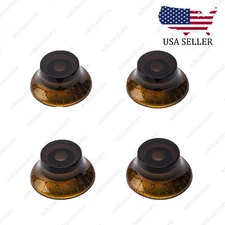 4x Amber 18 Fine Splines LP Guitar Control Knobs Speed Knob for Les Paul SG